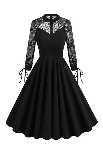 Vestido de encaje sin espalda hueco oscuro retro de Halloween